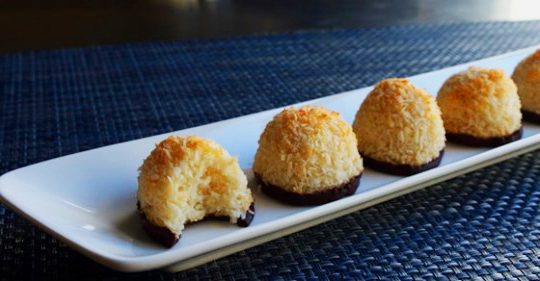 Chocolate-Dipped Coconut Macaroons !!