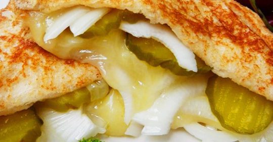 Grilled Cheese, Pickle And Vidalia Onion Sandwich !!