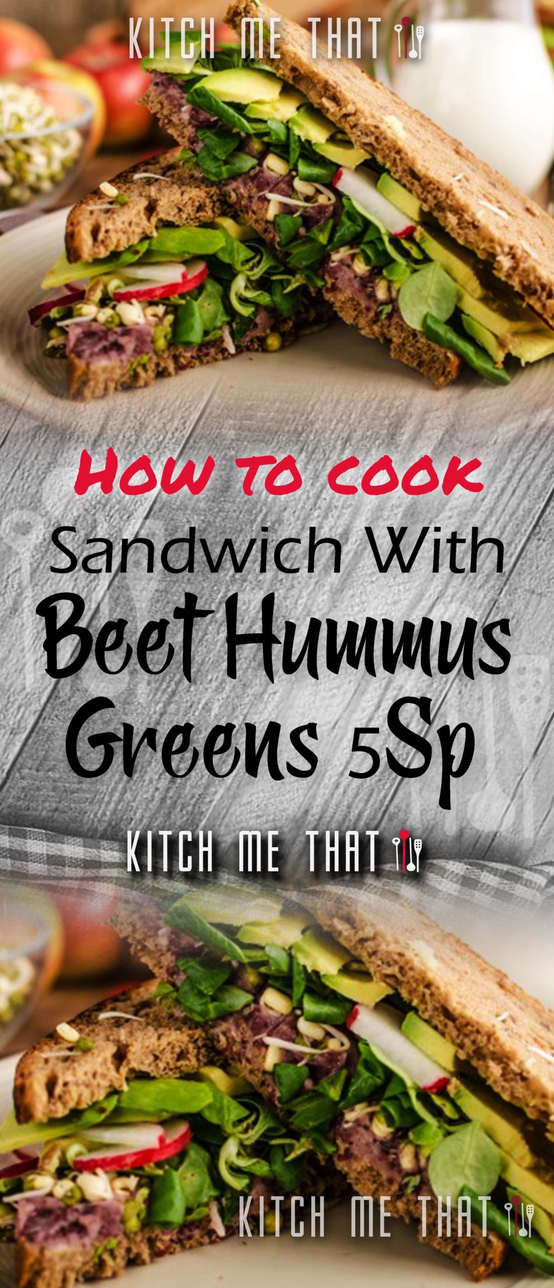 Sandwich With Beet Hummus & Greens – 5 Smart Points
