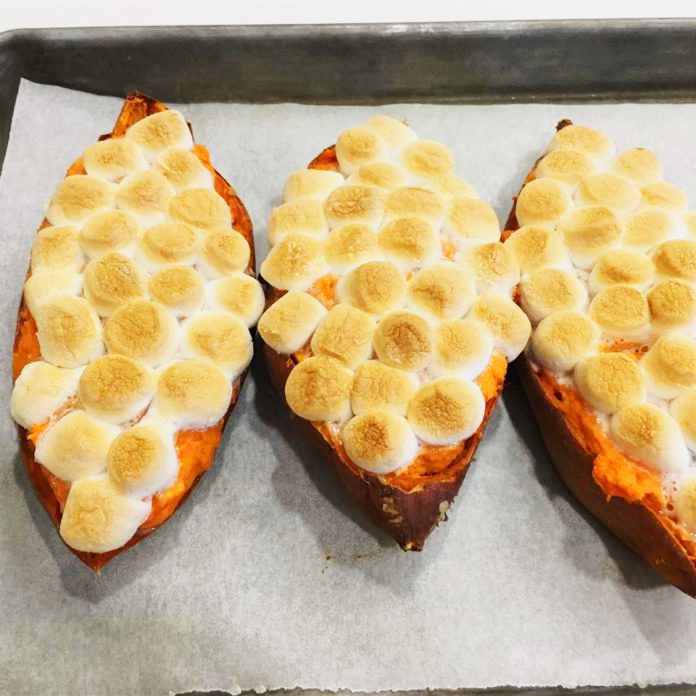 Twice-Baked Sweet Potatoes With Browned Butter And Toasted Marshmallows !!