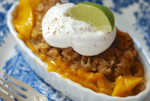 maui mango crisp coconut whipped cream