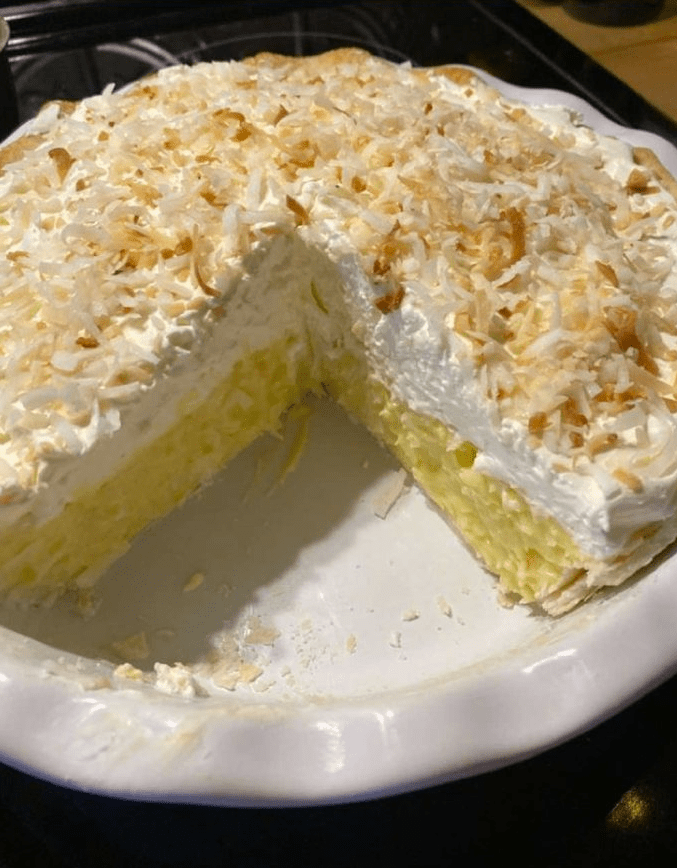 NO BAKE COCONUT MILE HIGH CREAM PIE