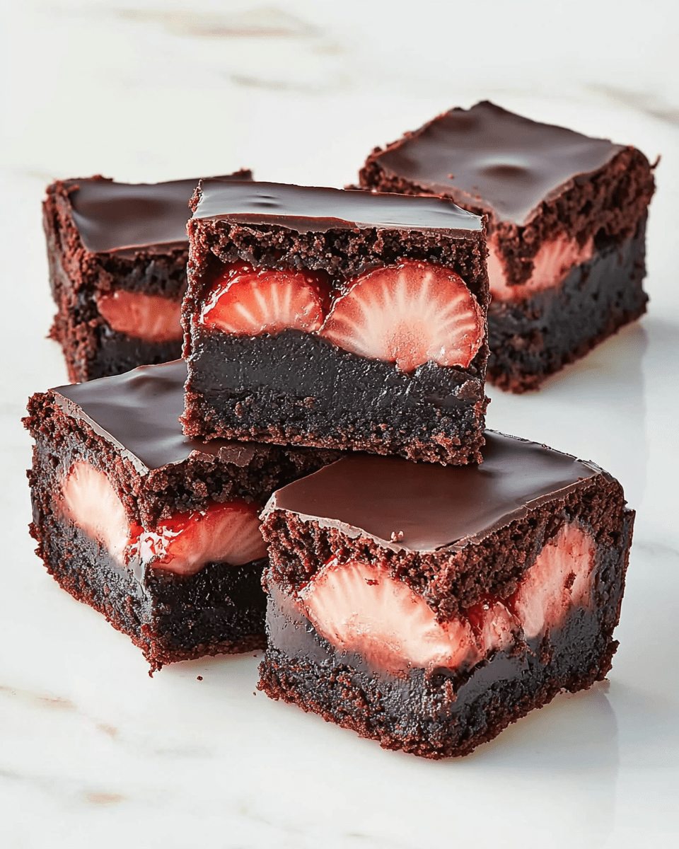 Chocolate-Covered Strawberry Brownies !!