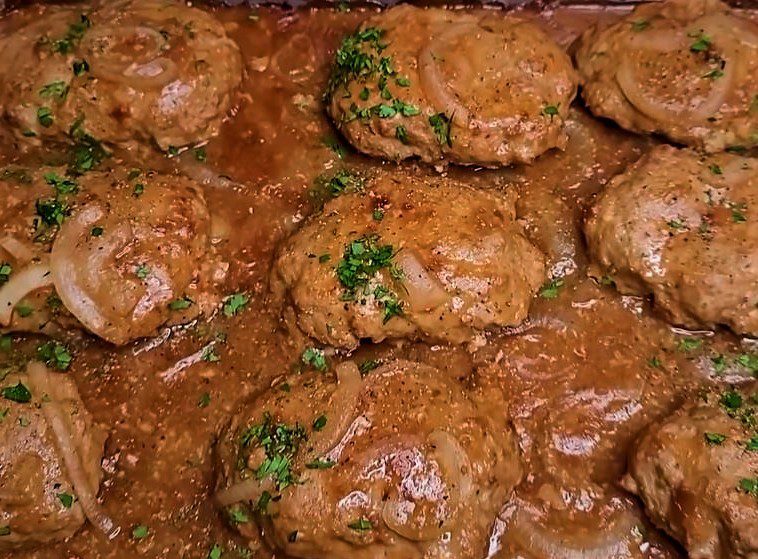 Delicious Hamburger Steaks with Brown Gravy 2023 | American, Appetizer, Beef Recipes, Dinner, Featured, Main Meals, RECIPES, Trending, Worldly Faves