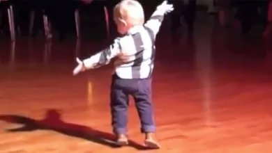 Baby hears favorite Elvis song at party and has the whole crowd cracking up at his moves