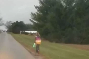 This Video is going massively viral : Dad making his daughter walk 5 miles to school.