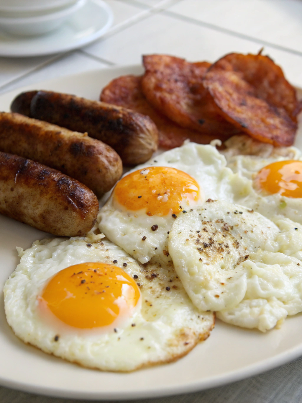 High Protein Easy Eggs and Sausages Breakfast